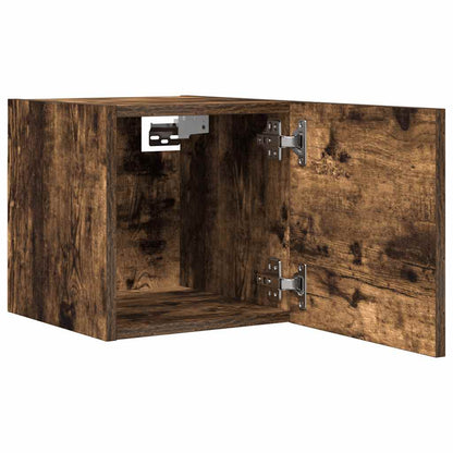 Armadietti TV Montati a Parete 4pz Rovere Fumo 30,5x30x30 cm