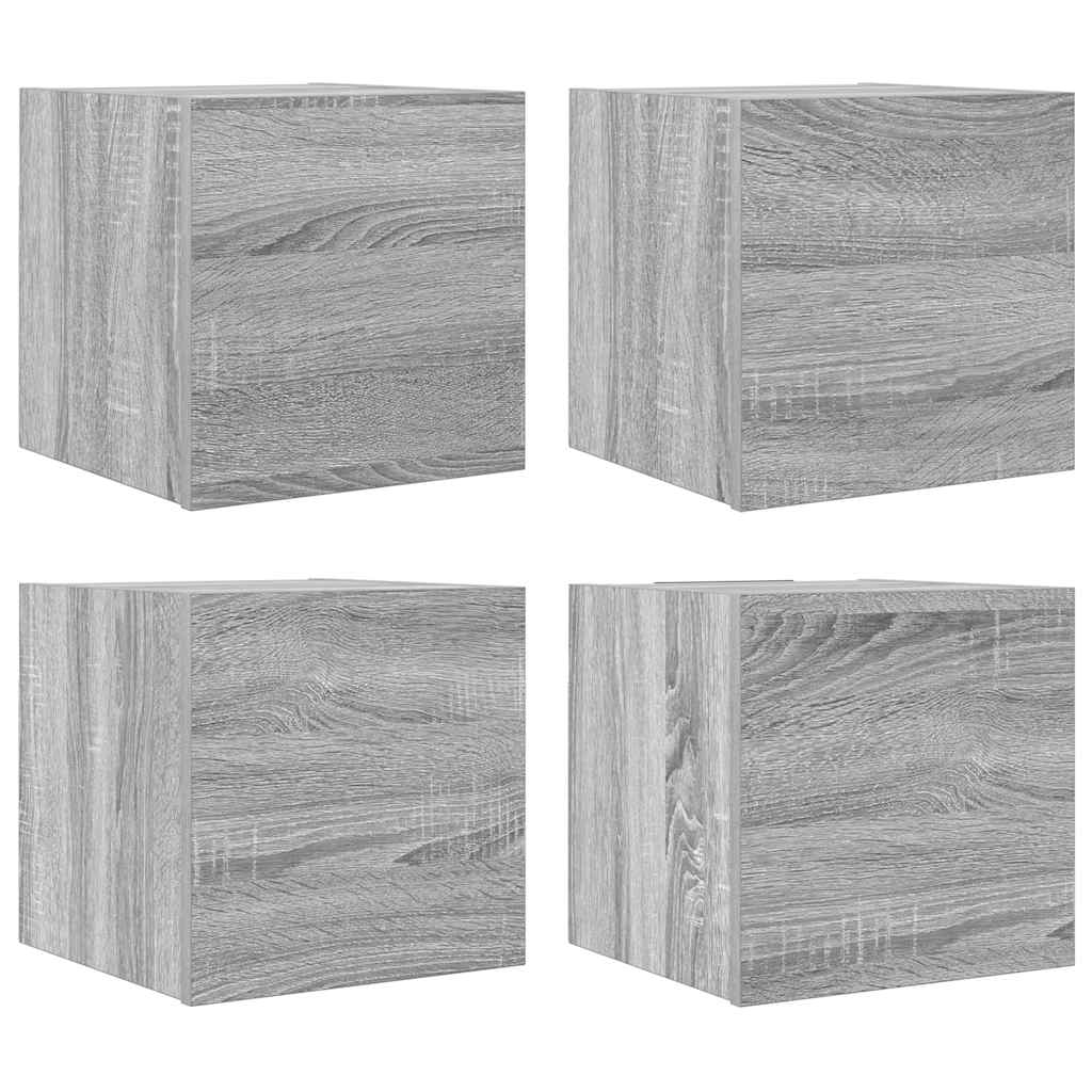 Armadietti TV Montati a Parete 4 pz Grigio Sonoma 30,5x30x30 cm - homemem39