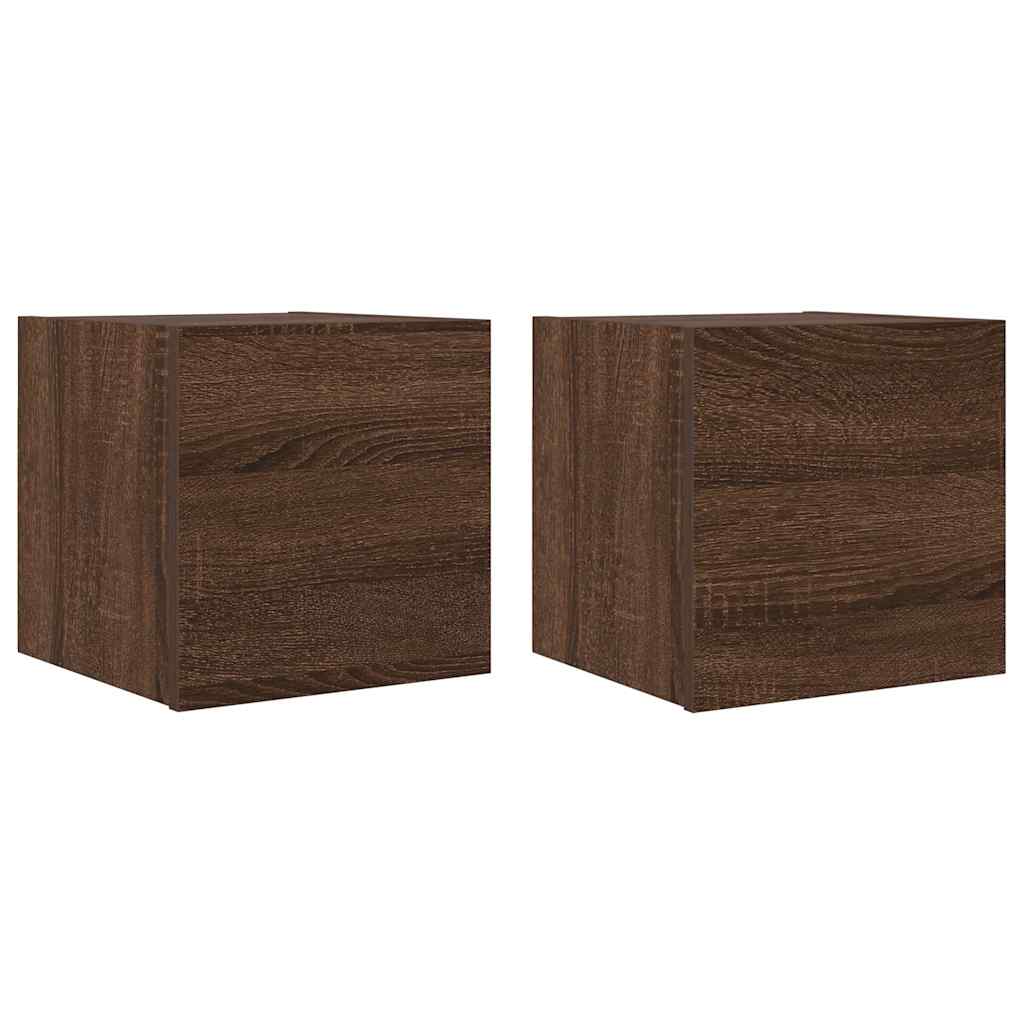 Armadietti TV Montati a Parete 2pz Rovere Marrone 30,5x30x30 cm