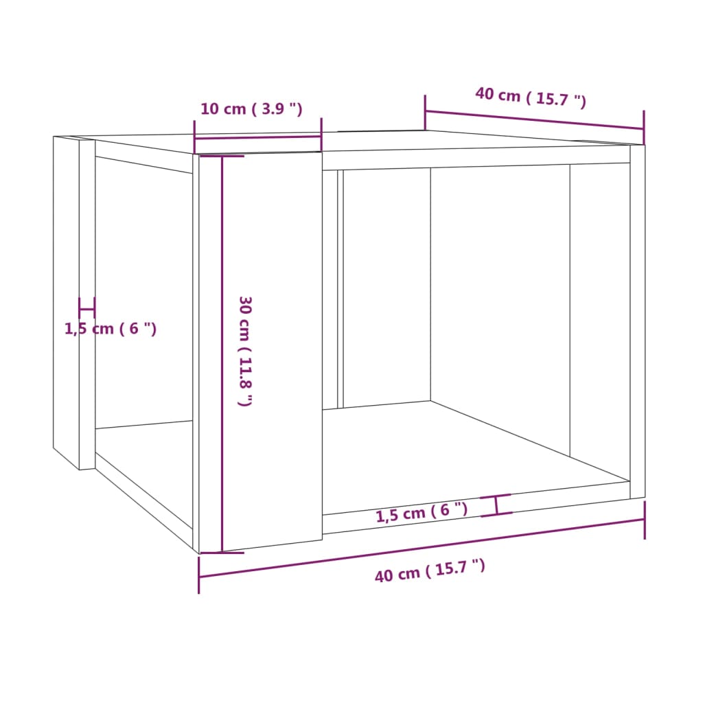Tavolino da Salotto Rovere Fumo 40x40x43cm Legno Ingegnerizzato | homemem39