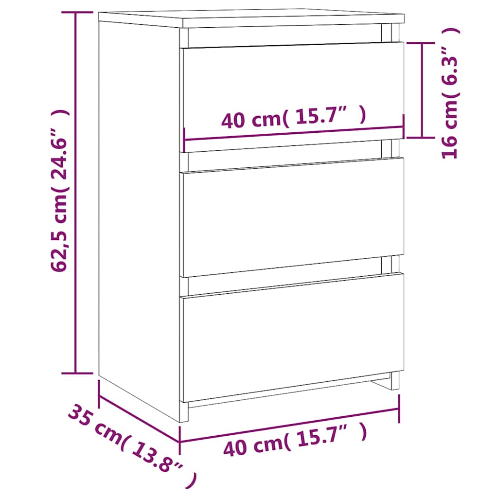 Comodino Grigio Sonoma 40x35x62,5 cm in Legno Multistrato | homemem39