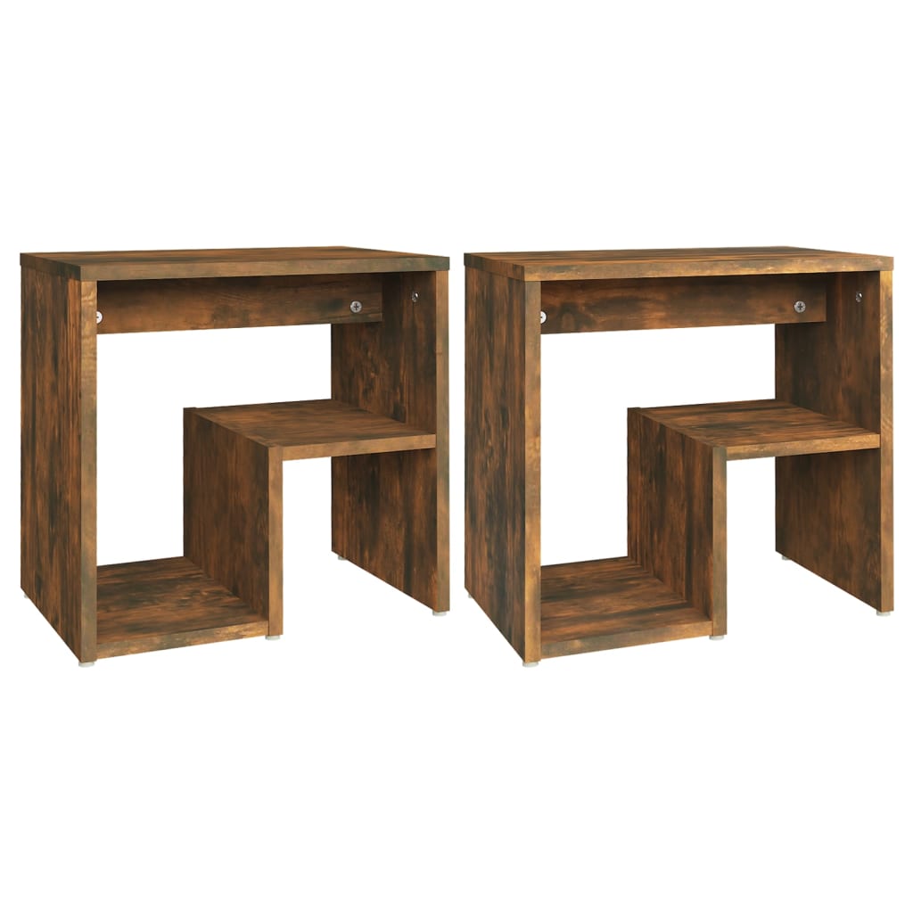 Comodini Rovere Fumo 2 pz 40x30x40 cm in Legno Multistrato - homemem39
