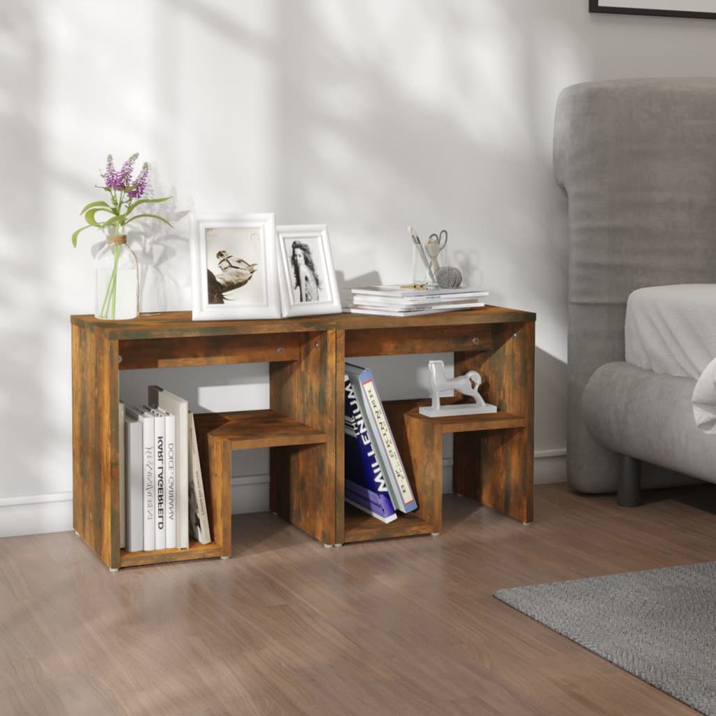 Comodini Rovere Fumo 2 pz 40x30x40 cm in Legno Multistrato - homemem39