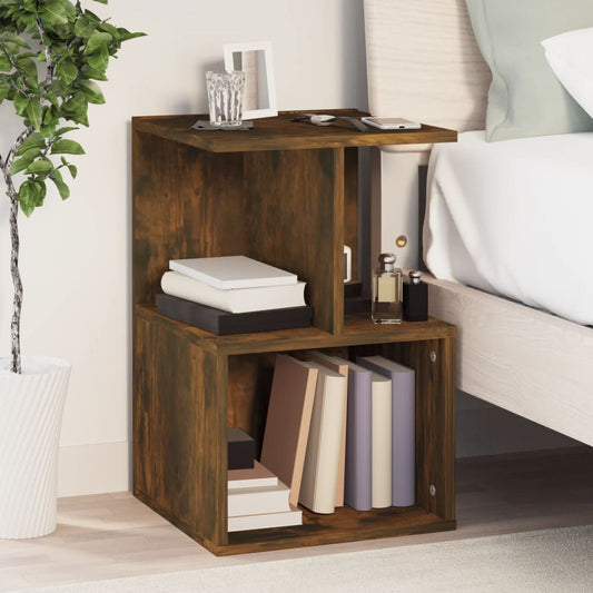 Smoked Oak Bedside Table 35x35x55 cm in Multilayer Wood