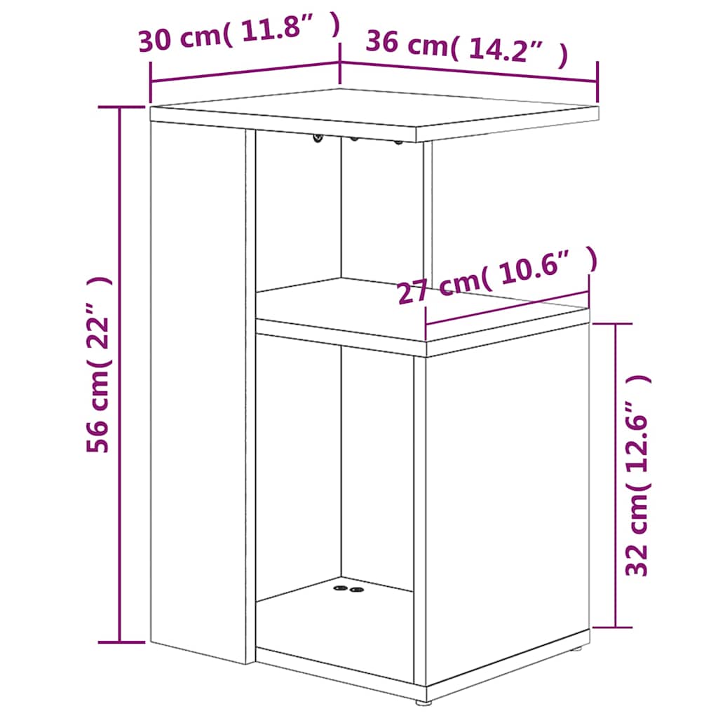 Tavolino da Salotto Grigio Sonoma 36x30x56 cm Legno Multistrato