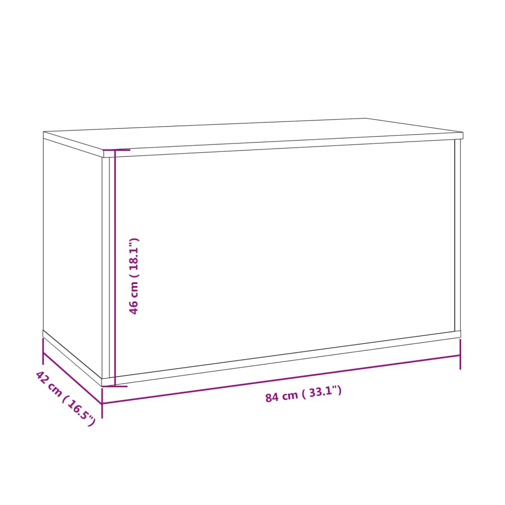 Cassapanca Rovere Fumo 84x42x46 cm in Legno Ingegnerizzato - homemem39