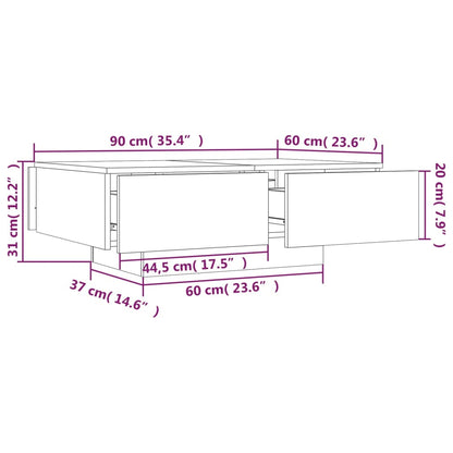 Tavolino da Salotto Rovere Fumo 90x60x31 cm Legno Multistrato | homemem39
