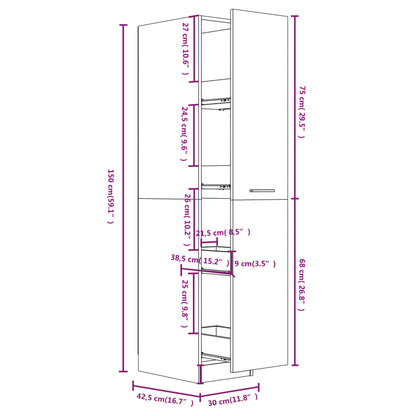 Mobile Farmacia Rovere Marrone 30x42,5x150 cm Legno Multistrato