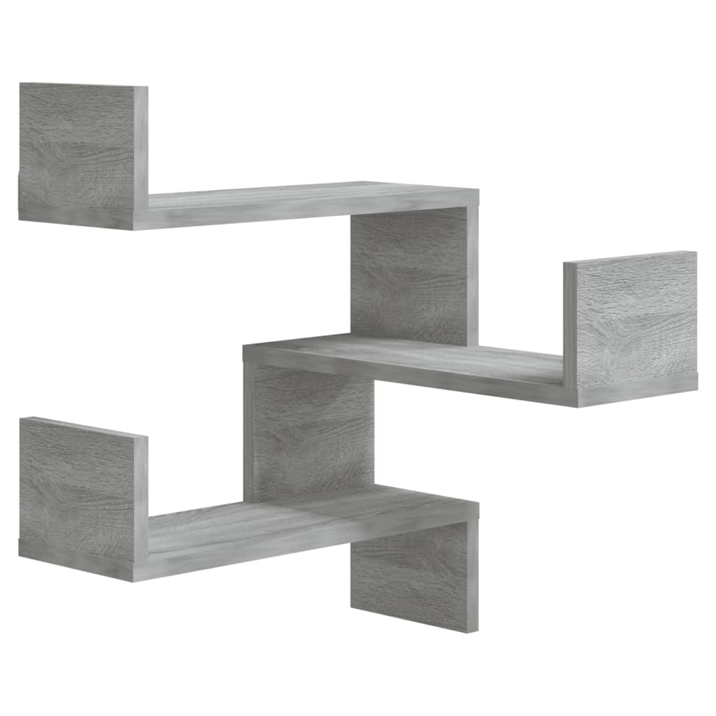 Scaffale Parete Angolo 2pz Grigio Sonoma 40x40x50cm Multistrato | homemem39