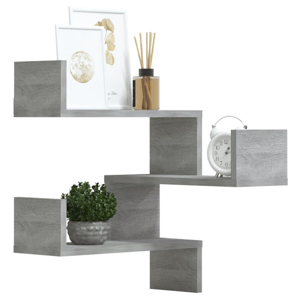 Scaffale Parete Angolo 2pz Grigio Sonoma 40x40x50cm Multistrato | homemem39
