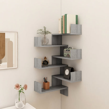 Scaffale Parete Angolo 2pz Grigio Sonoma 40x40x50cm Multistrato | homemem39