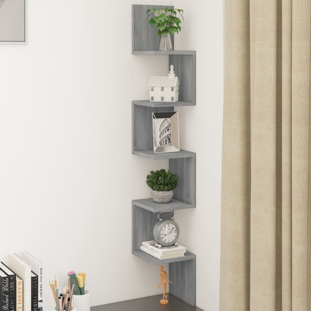 Mensola Angolare Grigio Sonoma 20x20x127,5 cm Truciolato | homemem39