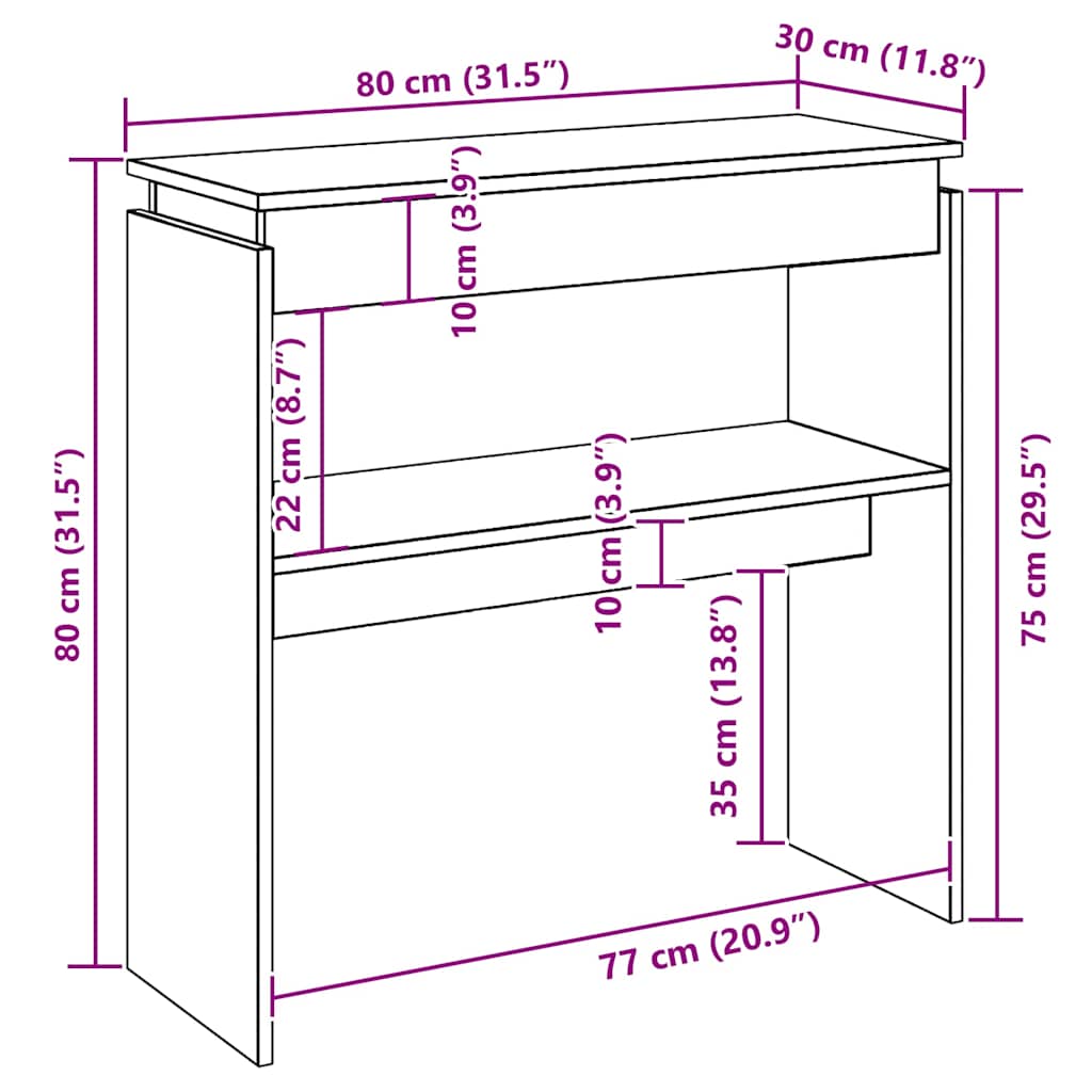 Tavolino Consolle Grigio Sonoma 80x30x80 cm Legno Multistrato | homemem39