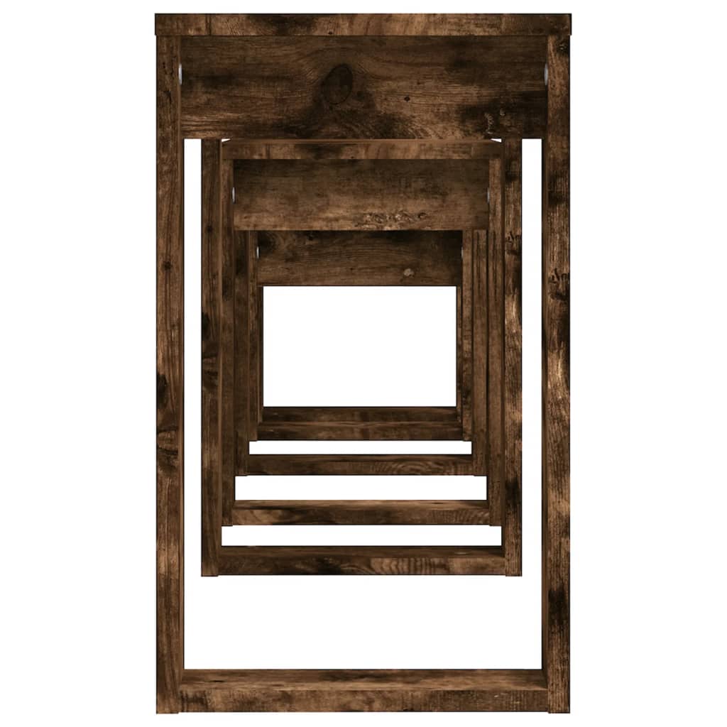Tavolini Impilabili 3 pz Rovere Fumo in Legno Multistrato | homemem39
