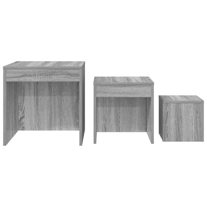 Tavolini Impilabili 3 pz Grigio Sonoma in Legno Multistrato - homemem39