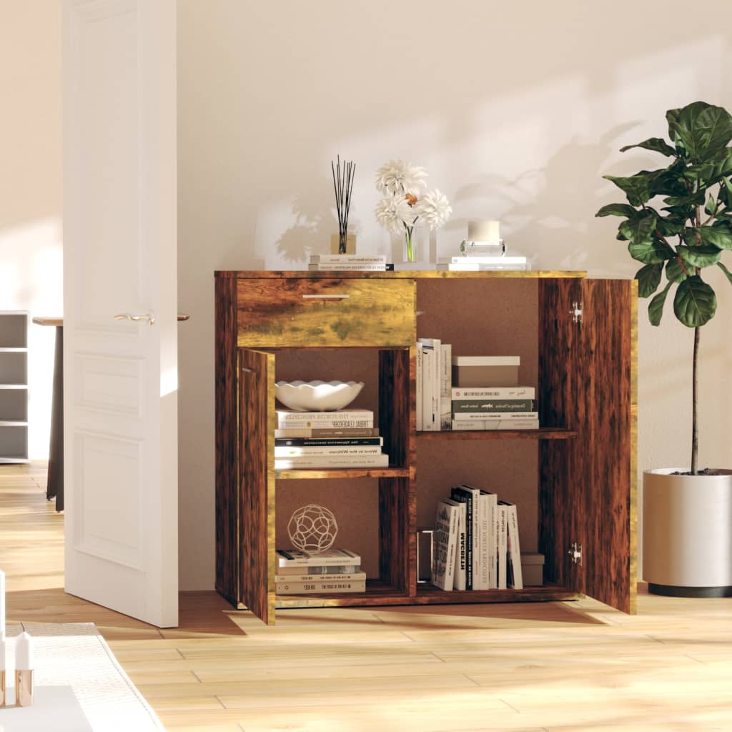 Credenza Rovere Fumo 80x36x75 cm in Legno Multistrato - homemem39
