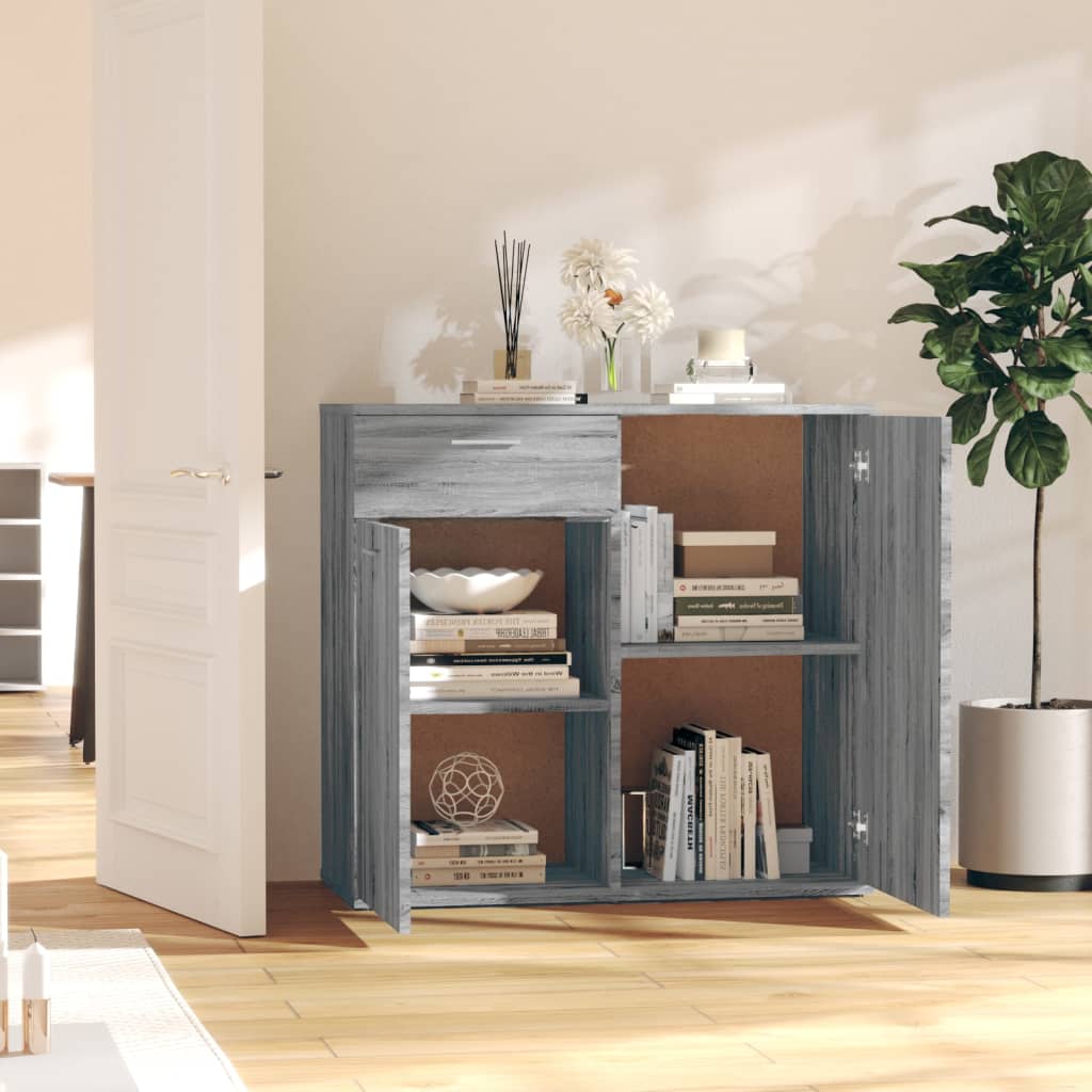 Credenza Grigio Sonoma 80x36x75 cm in Legno Multistrato - homemem39