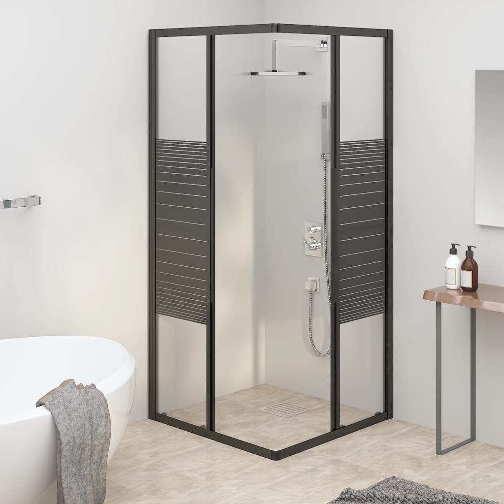 Box Doccia a Righe ESG 80x80x180 cm Nero | homemem39