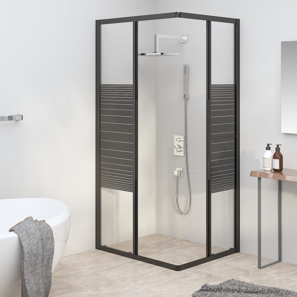 Box Doccia a Righe ESG 90x70x180 cm Nero | homemem39
