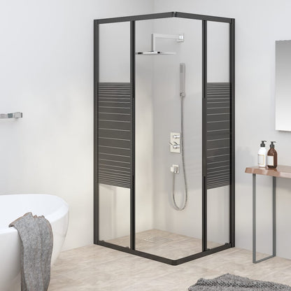 Box Doccia a Righe ESG 90x70x180 cm Nero | homemem39