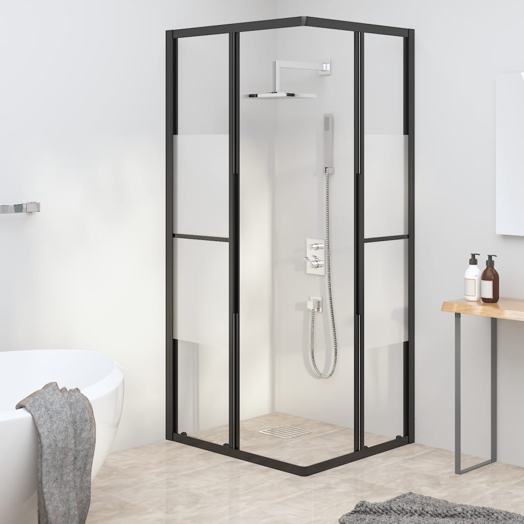 Cabina Doccia ESG Semi Smerigliato 90x70x180 cm Nera | homemem39