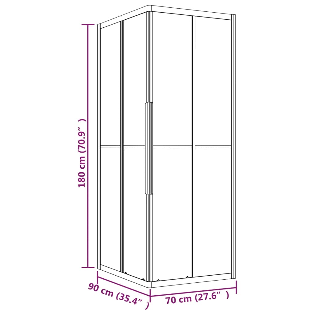 Cabina Doccia ESG Semi Smerigliato 90x70x180 cm Nera | homemem39