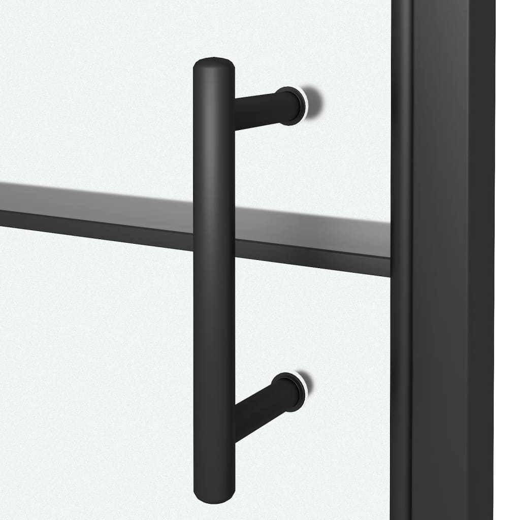 Parete Doccia 91x195 cm Vetro Temperato Semi Smerigliato Nero | homemem39