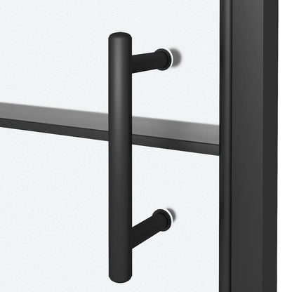 Parete Doccia 91x195 cm Vetro Temperato Semi Smerigliato Nero | homemem39