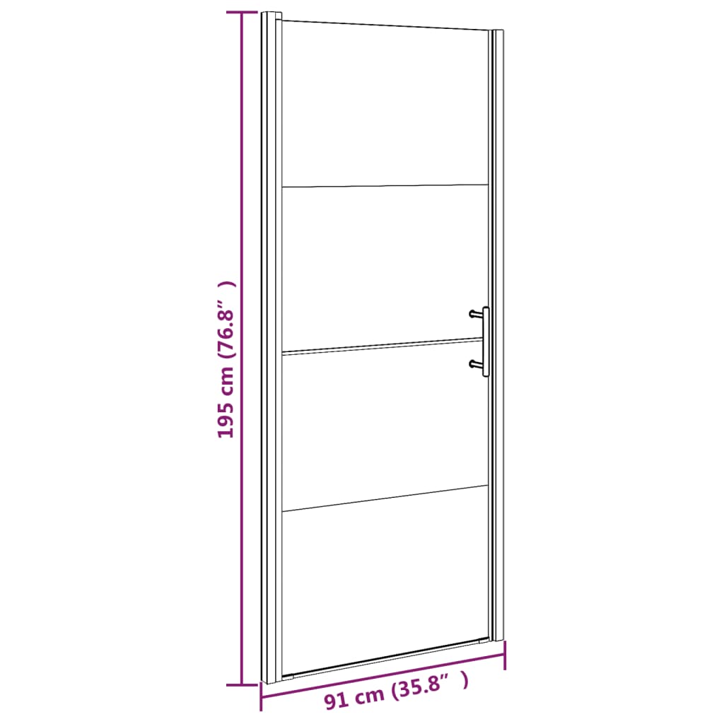 Parete Doccia 91x195 cm Vetro Temperato Semi Smerigliato Nero | homemem39