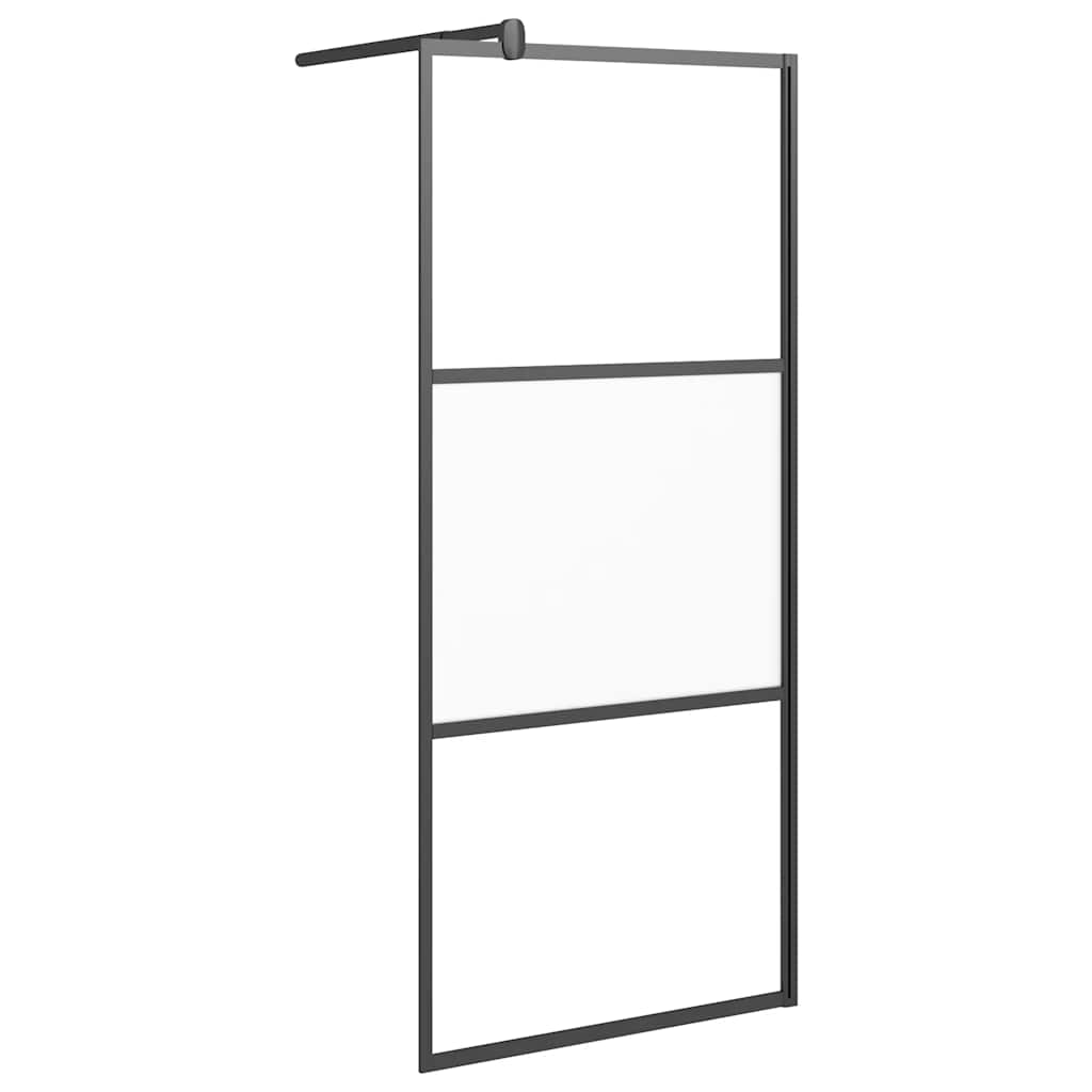 Parete Doccia Walk in 90x195 cm Vetro Semi Smerigliato ESG Nero | homemem39