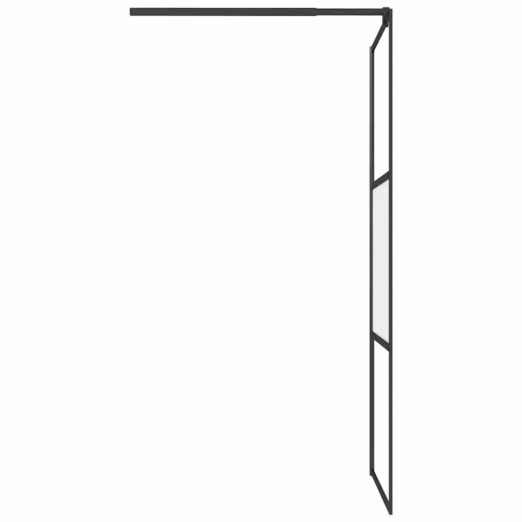 Parete Doccia Walk in 90x195 cm Vetro Semi Smerigliato ESG Nero | homemem39