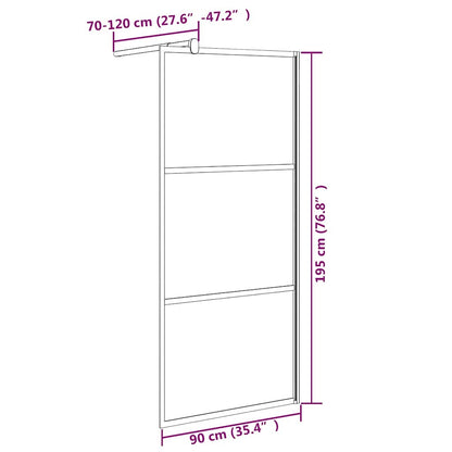 Parete Doccia Walk in 90x195 cm Vetro Semi Smerigliato ESG Nero | homemem39