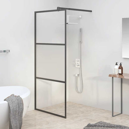 Parete Doccia Walk in 90x195 cm Vetro Semi Smerigliato ESG Nero | homemem39