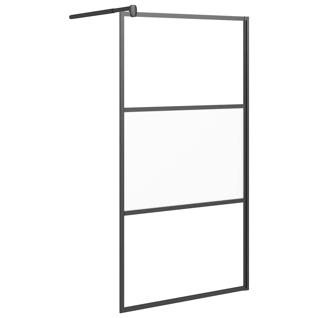 Parete Doccia Walk in 100x195cm Vetro Semi Smerigliato ESG Nero | homemem39