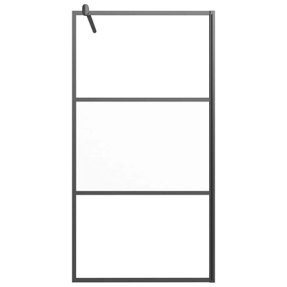 Parete Doccia Walk in 100x195cm Vetro Semi Smerigliato ESG Nero | homemem39