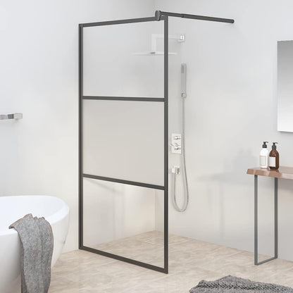 Parete Doccia Walk in 100x195cm Vetro Semi Smerigliato ESG Nero | homemem39
