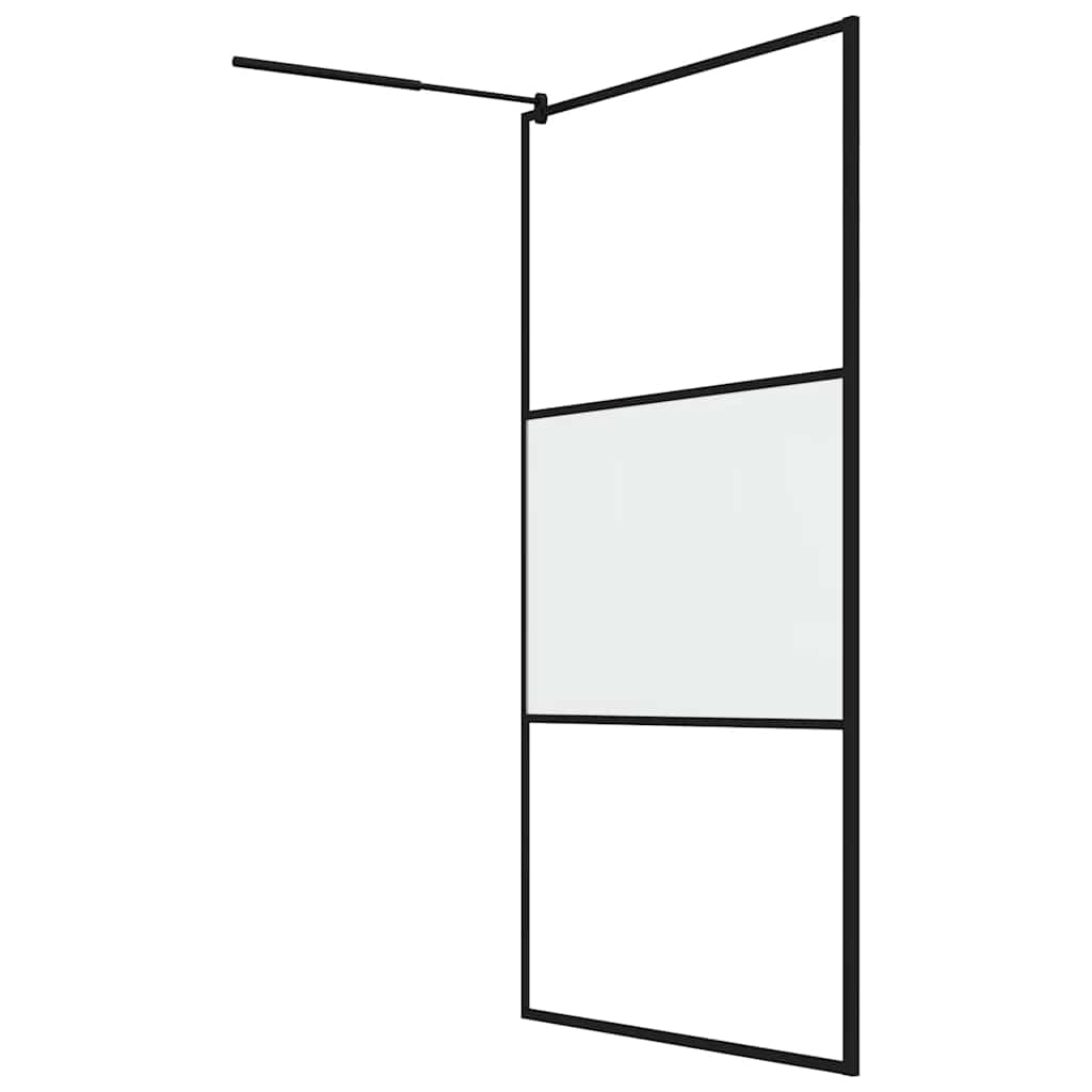 Parete Doccia Walk in 115x195cm Vetro Semi Smerigliato ESG Nero | homemem39