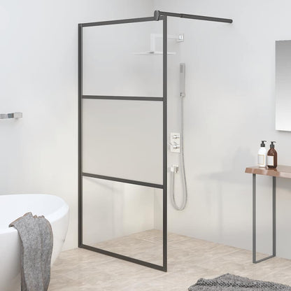 Parete Doccia Walk in 115x195cm Vetro Semi Smerigliato ESG Nero | homemem39