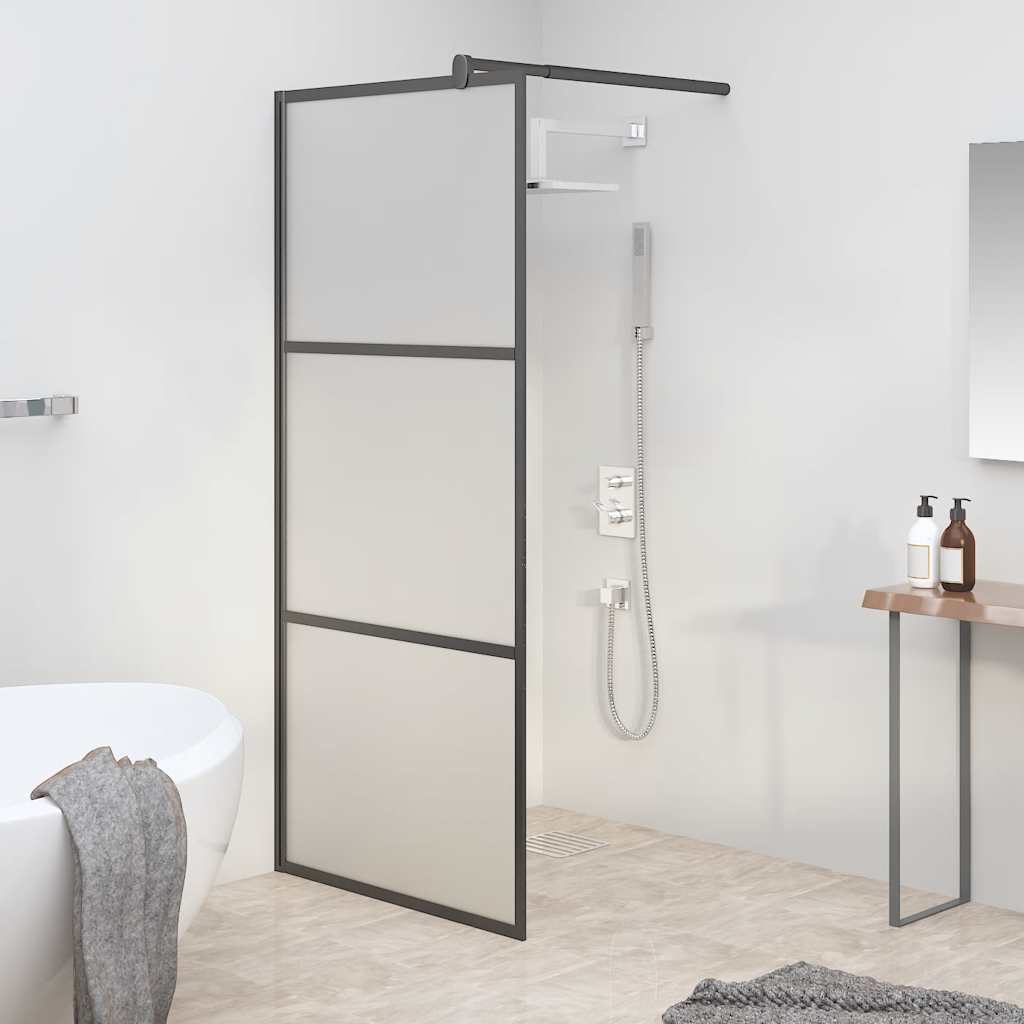 Parete Doccia Walk in 80x195 cm in Vetro Smerigliato ESG Nero | homemem39