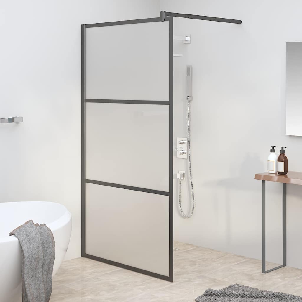 Parete Doccia Walk in 100x195 cm in Vetro Smerigliato ESG Nero | homemem39
