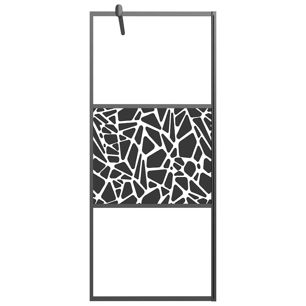 Parete Doccia Walk in 90x195cm Vetro ESG con Design Pietre Nero | homemem39