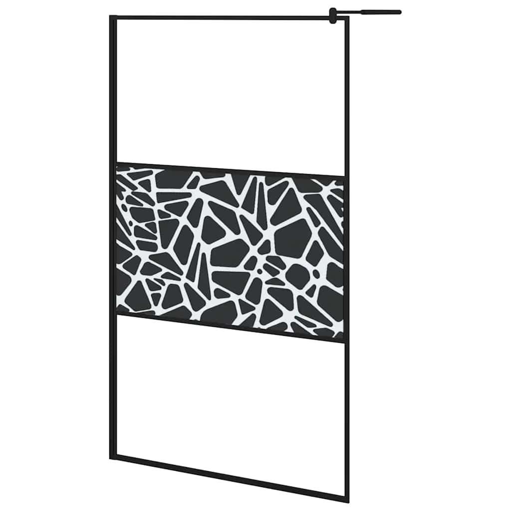 Parete Doccia Walk in 115x195 cm Vetro ESG e Design Pietre Nero | homemem39