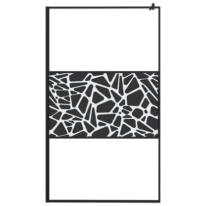 Parete Doccia Walk in 115x195 cm Vetro ESG e Design Pietre Nero | homemem39