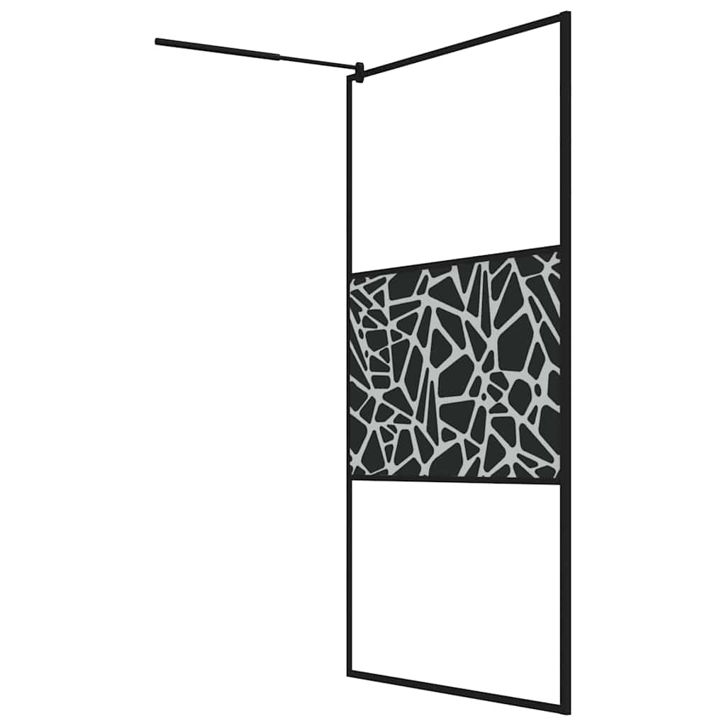 Parete Doccia Walk in 115x195 cm Vetro ESG e Design Pietre Nero | homemem39