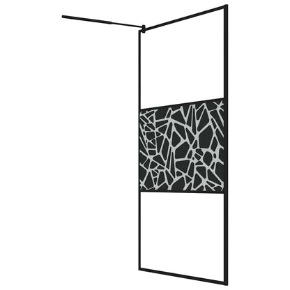 Parete Doccia Walk in 115x195 cm Vetro ESG e Design Pietre Nero | homemem39