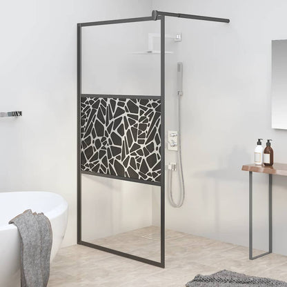 Parete Doccia Walk in 115x195 cm Vetro ESG e Design Pietre Nero | homemem39