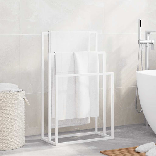 Portasciugamani da Pavimento Bianco 48x24x79cm in Ferro | homemem39