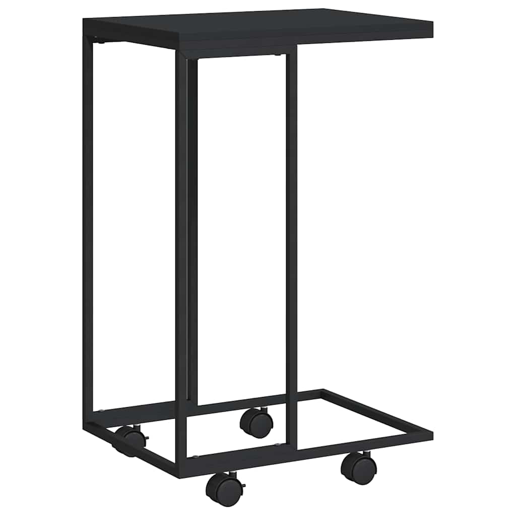 Tavolino con Ruote Nero 40x30x63,5cm in Legno Ingegnerizzato | homemem39