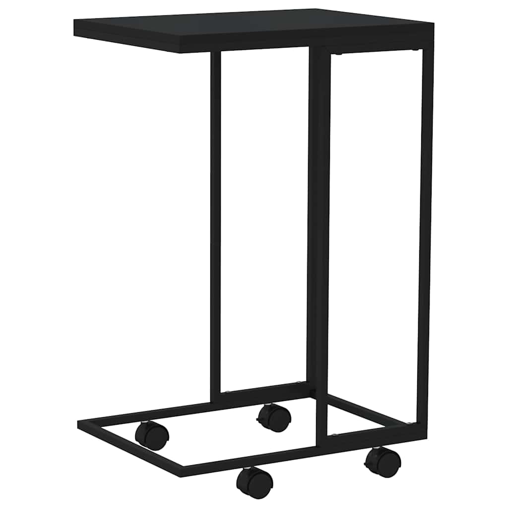 Tavolino con Ruote Nero 40x30x63,5cm in Legno Ingegnerizzato | homemem39