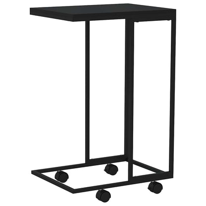 Tavolino con Ruote Nero 40x30x63,5cm in Legno Ingegnerizzato | homemem39